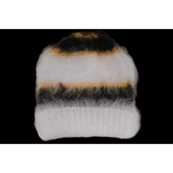 Marni Mens Fuzzy Wuzzy Brushed Beanie Medium White Mohair Blend Hat Skull Cap - Picture 2 of 9